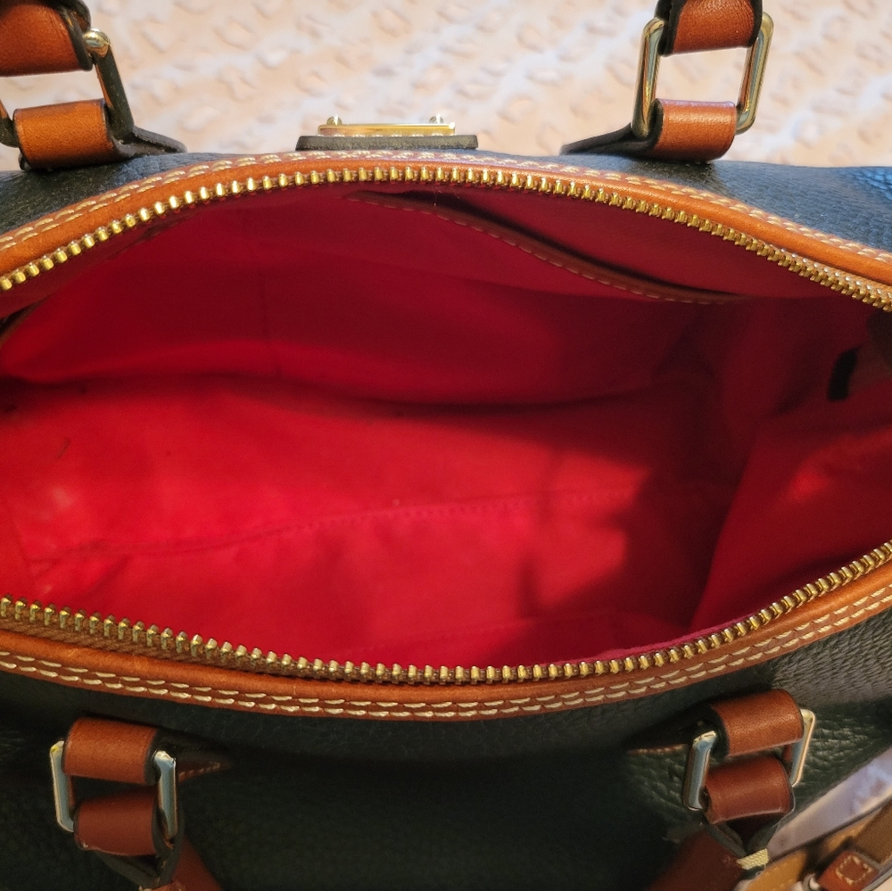 Dooney & Bourke Black Leather Satchel with Tan Trim - Picture 3 of 4